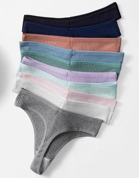 10 Pack Ribbed Cotton Thongs