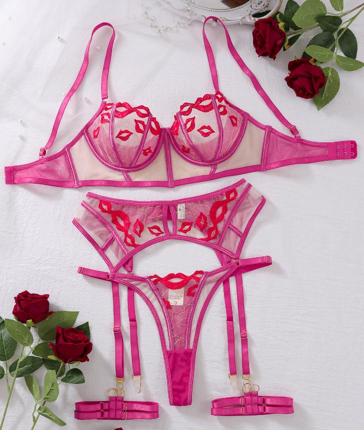 Pink Lips Rose Lingerie Set