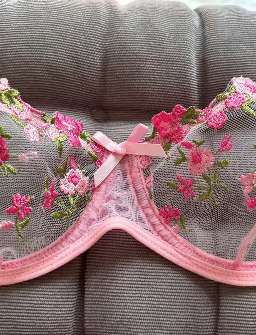 Pink Lace Bra & Thong Set