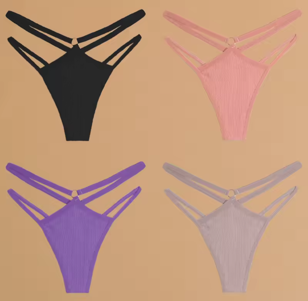 4 Pack Double Belt Thongs