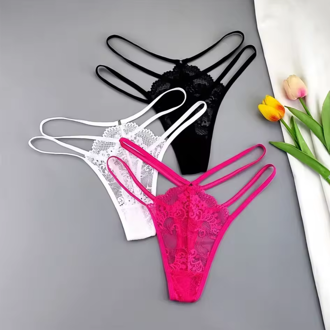 3 pack Lace Double Band Thongs