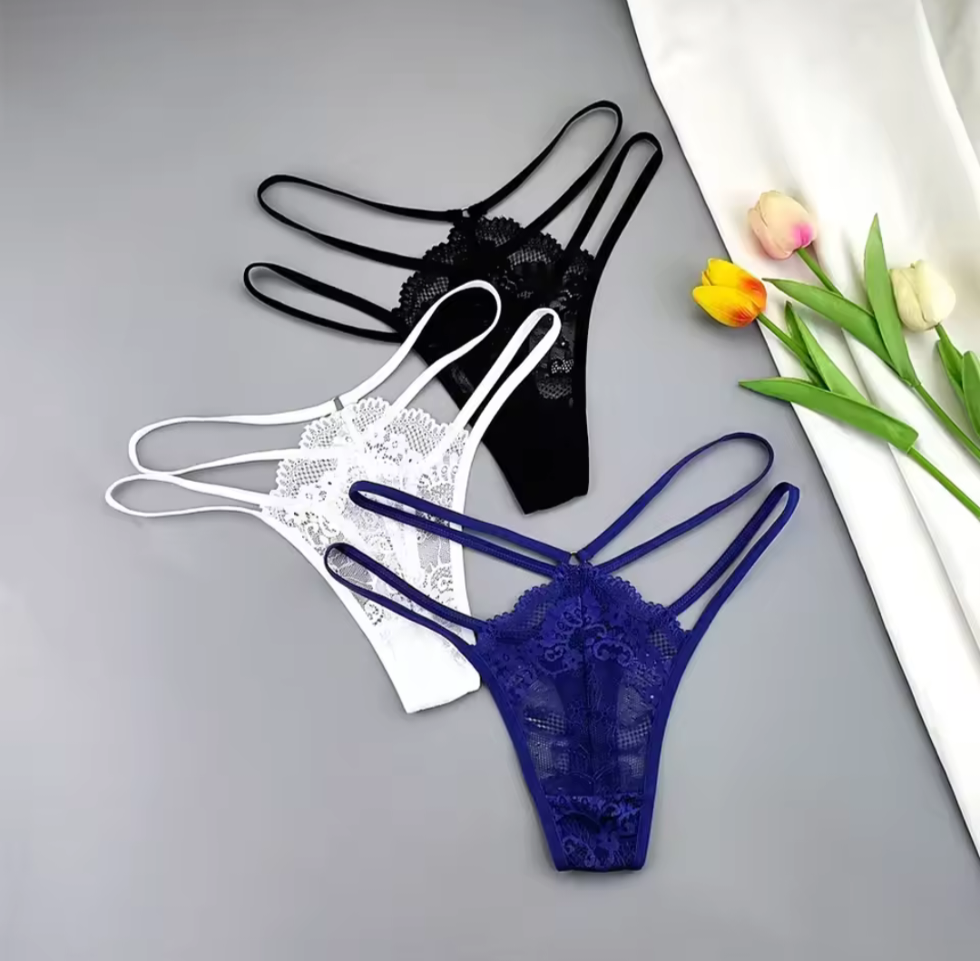 3 pack Lace Double Band Thongs