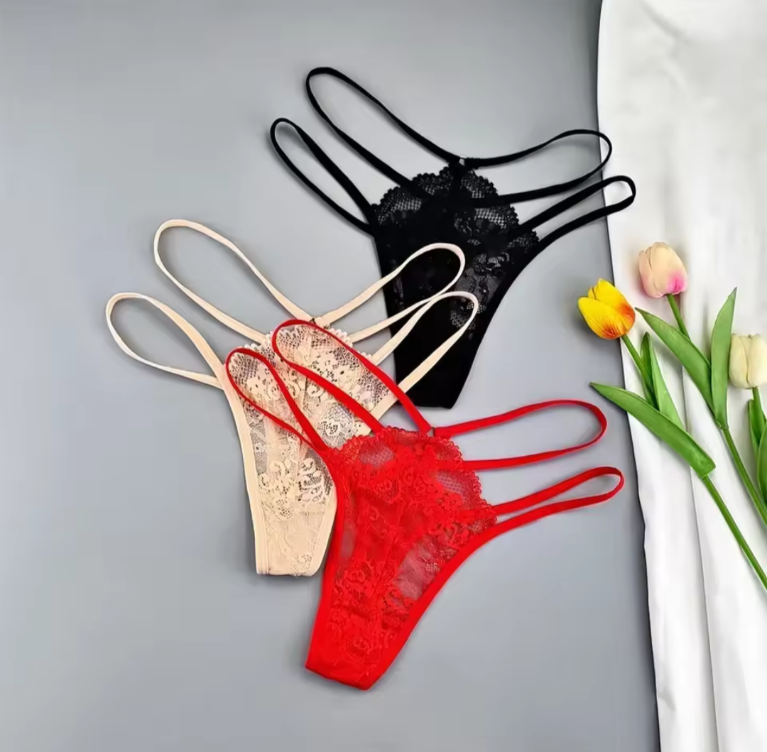 3 pack Lace Double Band Thongs