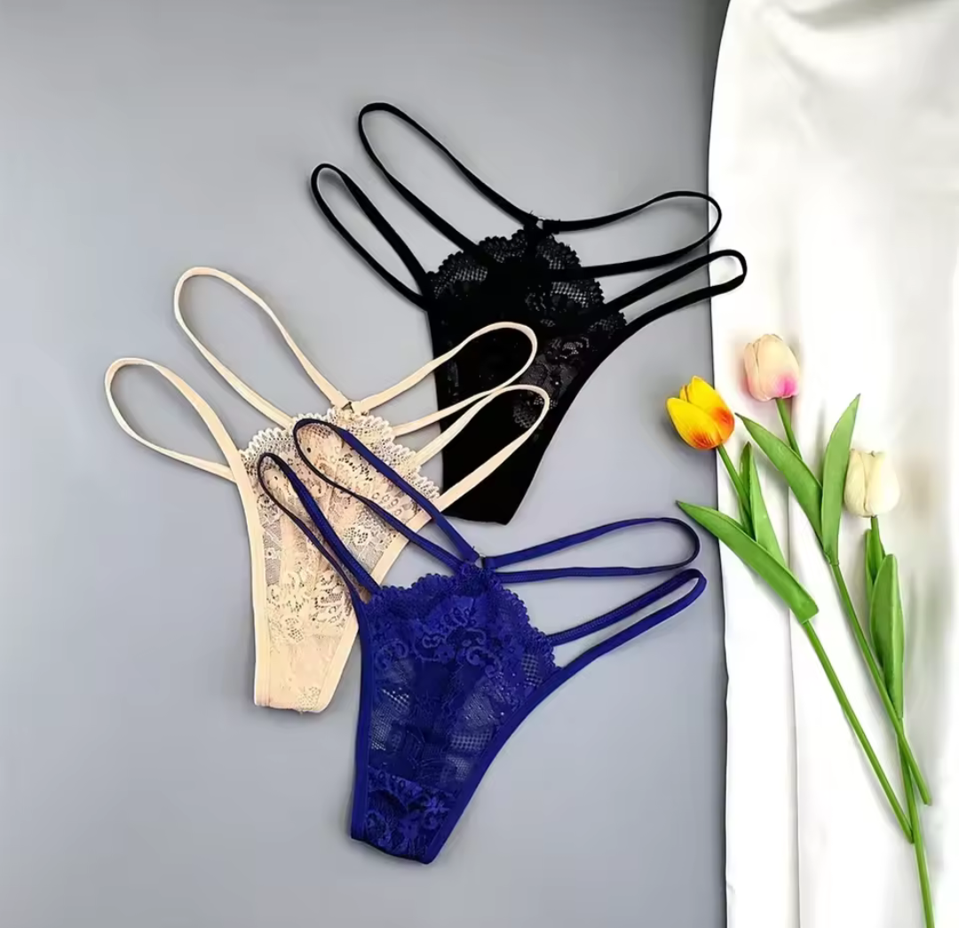 3 pack Lace Double Band Thongs