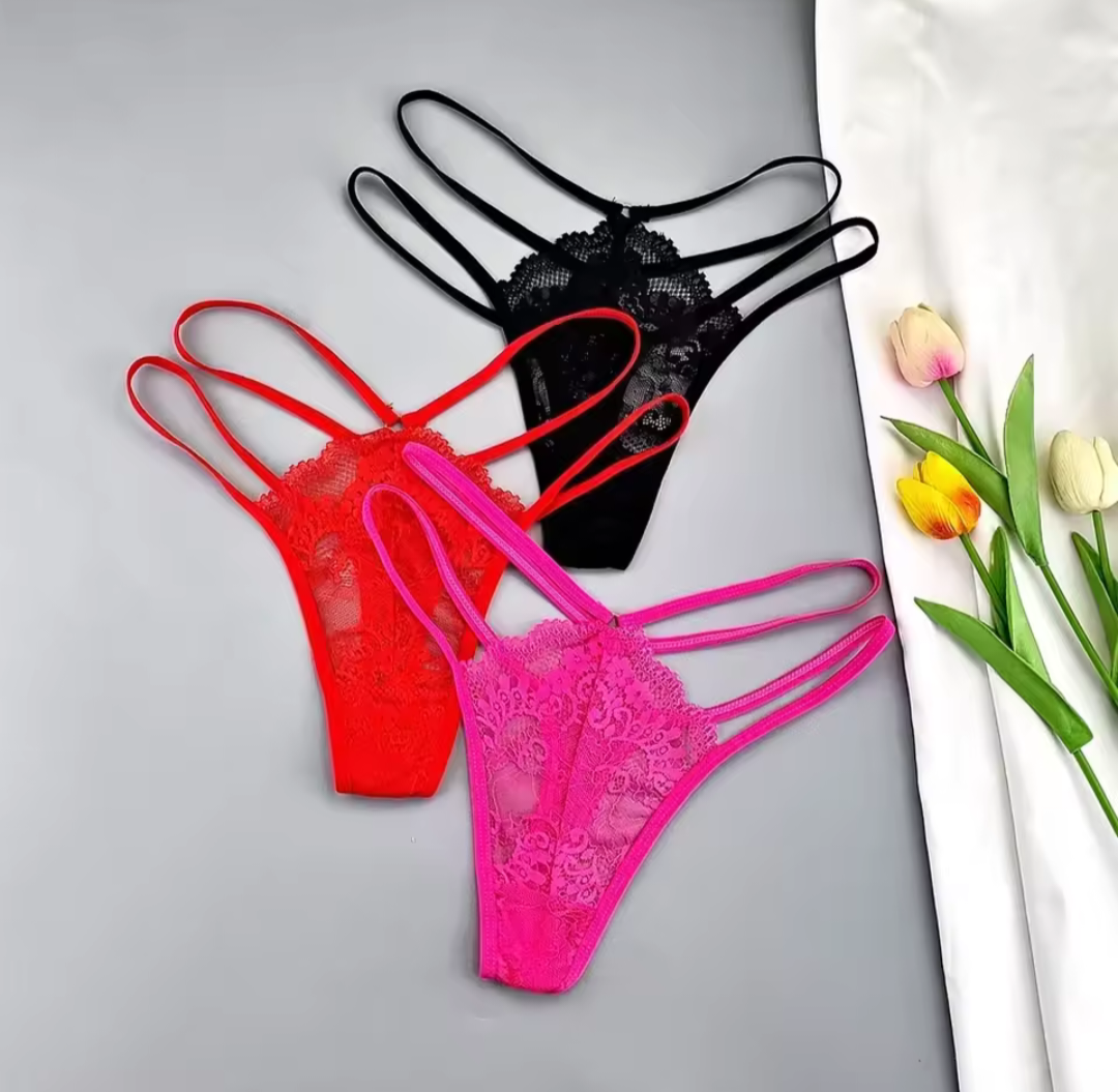 3 pack Lace Double Band Thongs