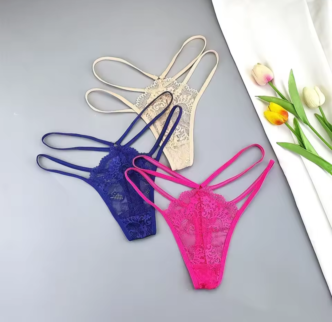 3 pack Lace Double Band Thongs