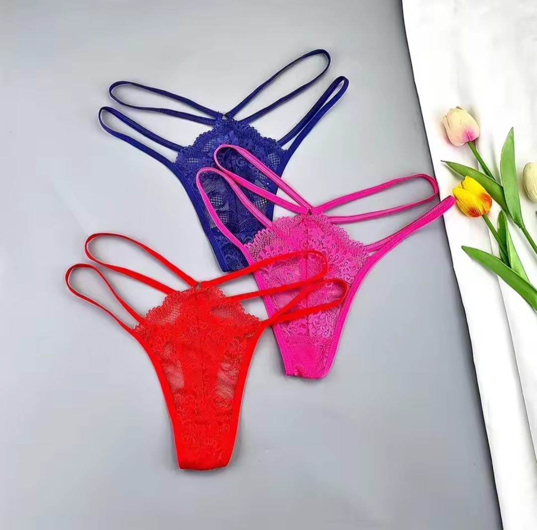 3 pack Lace Double Band Thongs