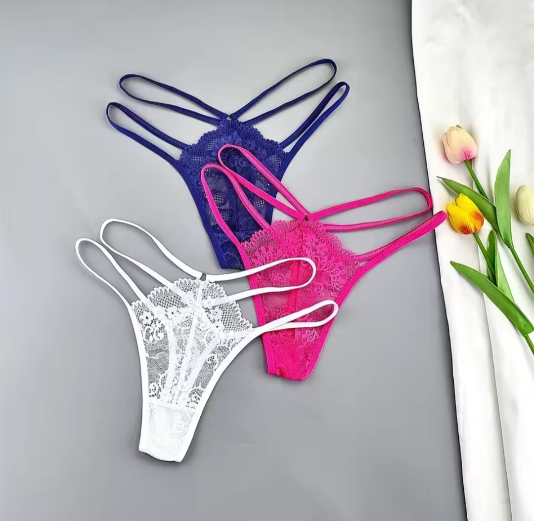 3 pack Lace Double Band Thongs