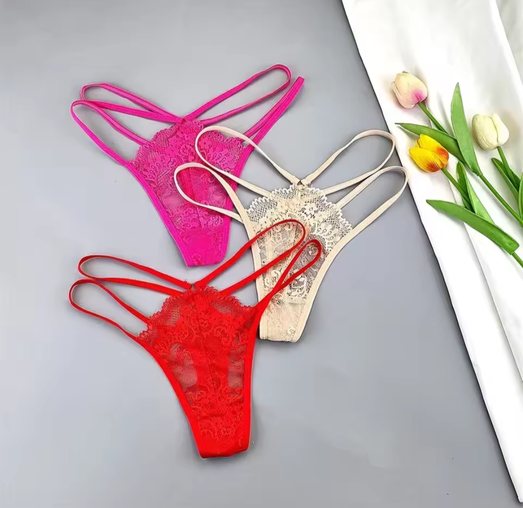 3 pack Lace Double Band Thongs