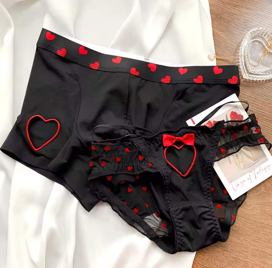 Valentines Knickers And Boxer Set