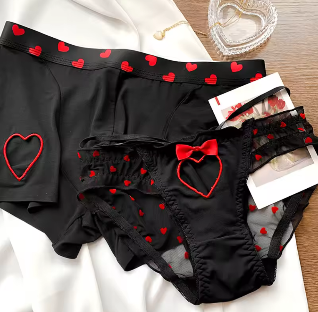 Valentines Knickers And Boxer Set