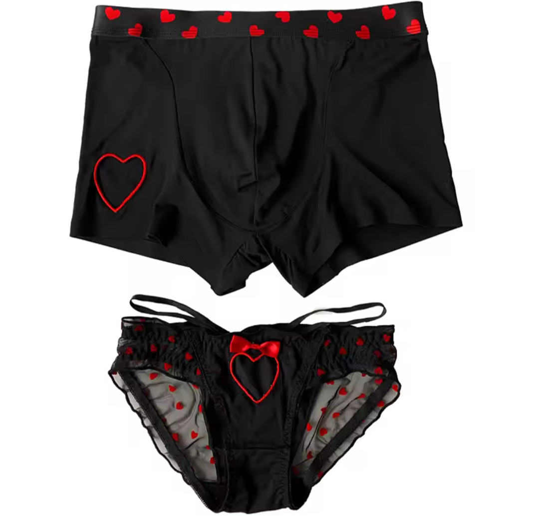 Valentines Knickers And Boxer Set