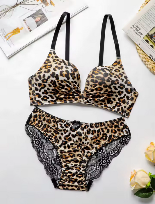 Leopard Print Bra & Knicker Set