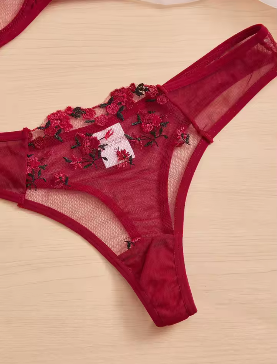 Red Lace Bra & Thong Set