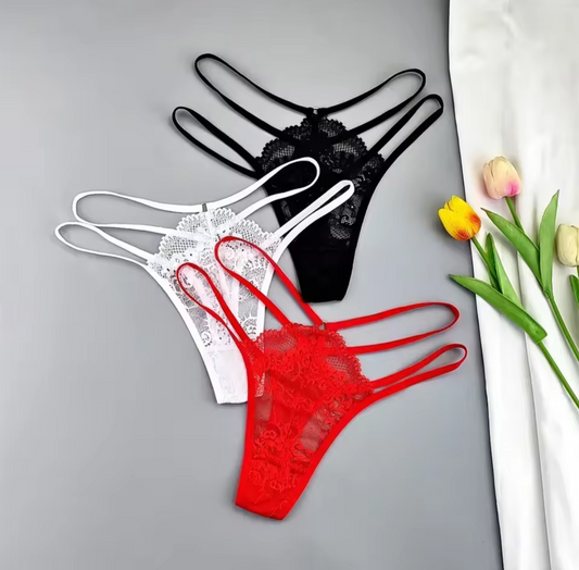 3 pack Lace Double Band Thongs