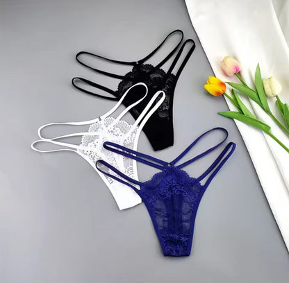 3 pack Lace Double Band Thongs