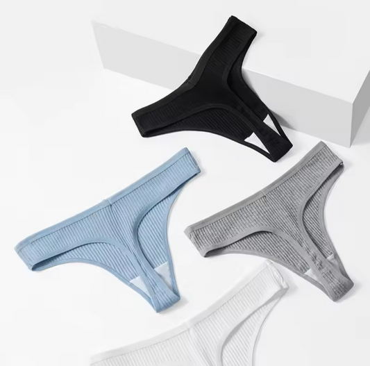 10 Pack Ribbed Cotton Thongs