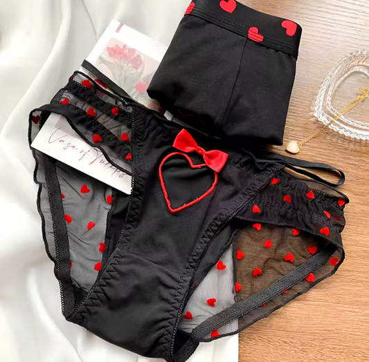 Valentines Knickers And Boxer Set