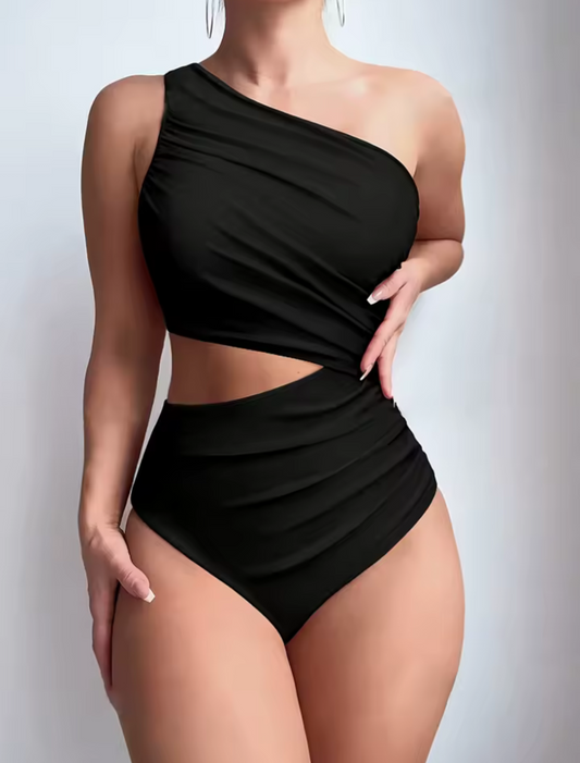 One Shoulder Side Cut Out Swimsuit